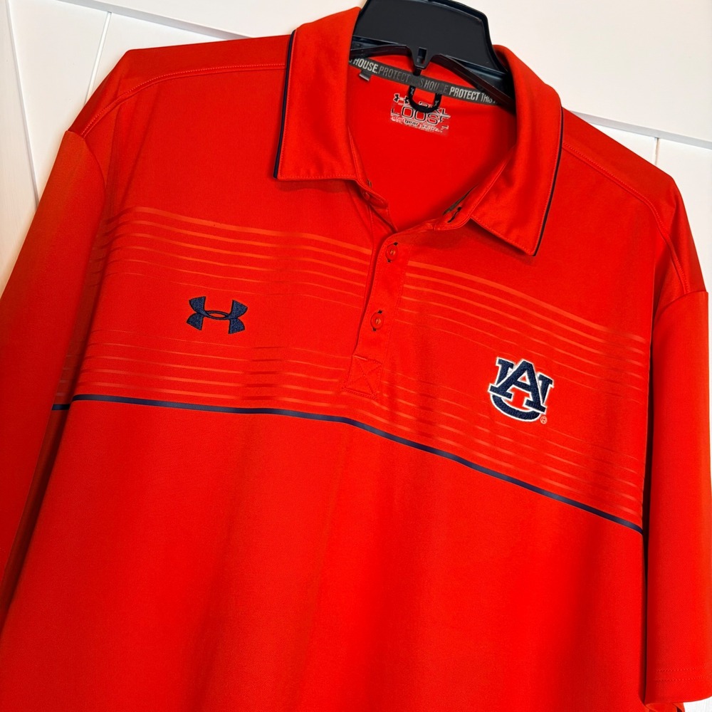 Under Armour Auburn Mens 2XL Loose Heat Gear Embroidered Short Sleeve Polo Shirt